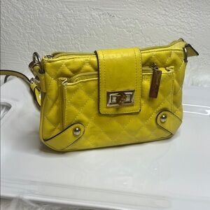 Charming Charlie Yellow Quilted Crossbody Bag